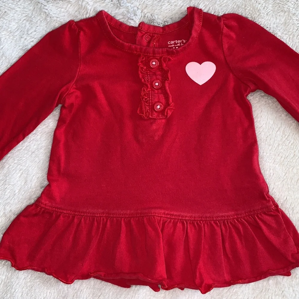 2 Carter’s Valentine’s Red Tops Baby 3m Hearts